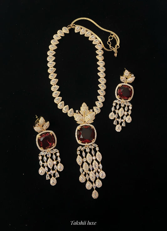 Scarlett - American Diamond Necklace and Earrings Set