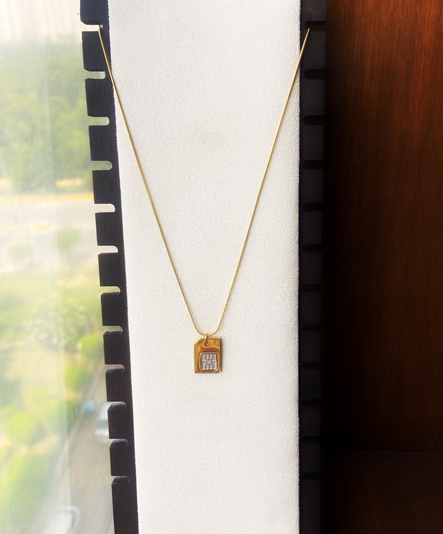 Sim Card Dual Tone Chain Pendant - Anti Tarnish