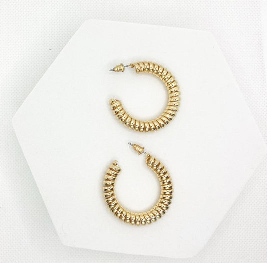 Stylish Golden Coiled Hoop Earrings
